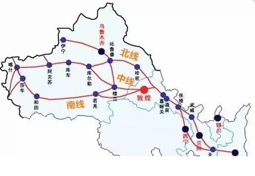 旅游 正文  △丝绸之路从长安至敦煌后,分北线,南线,中线进入西域