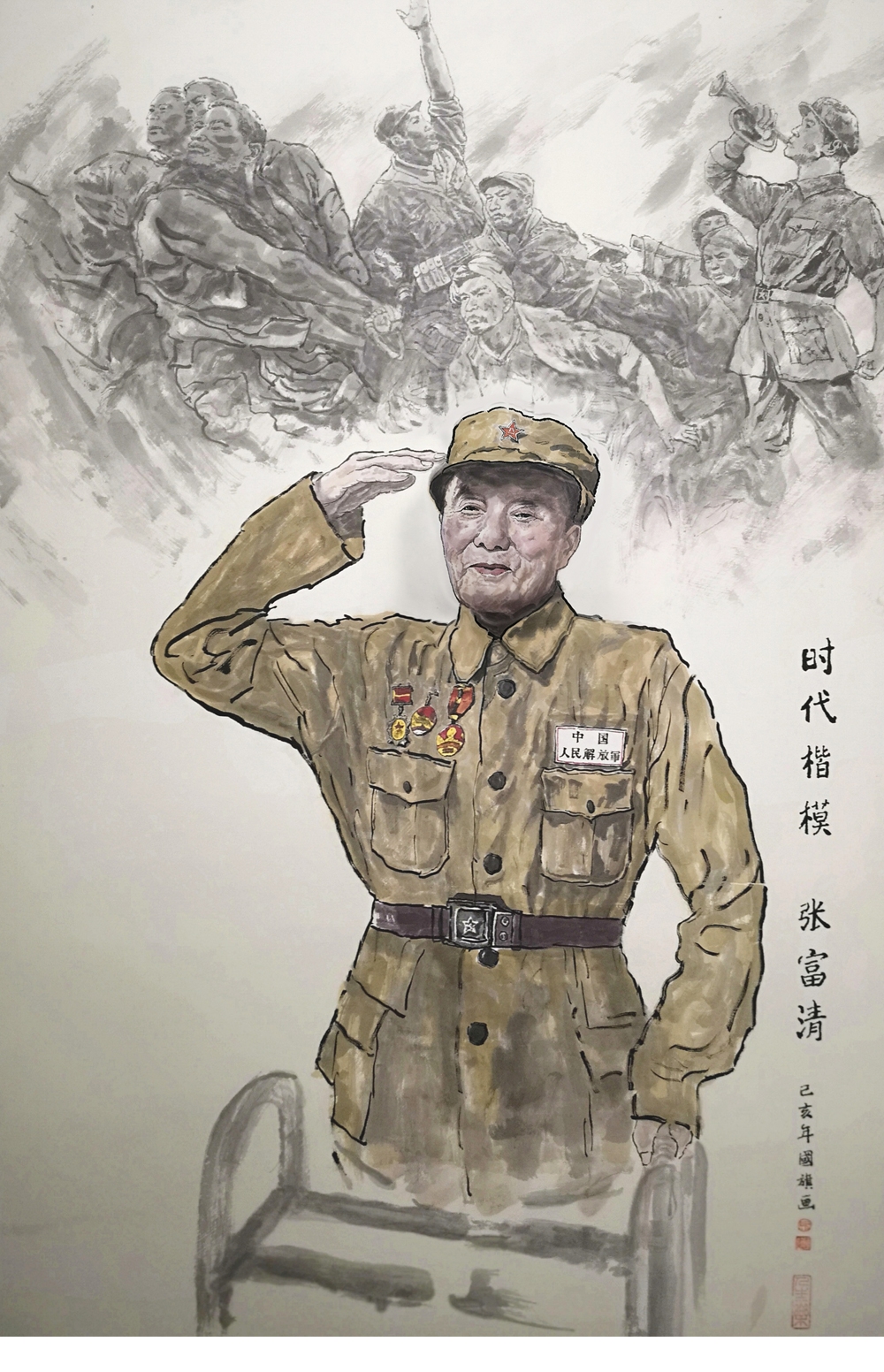 马国旗心里画献给建党100周年