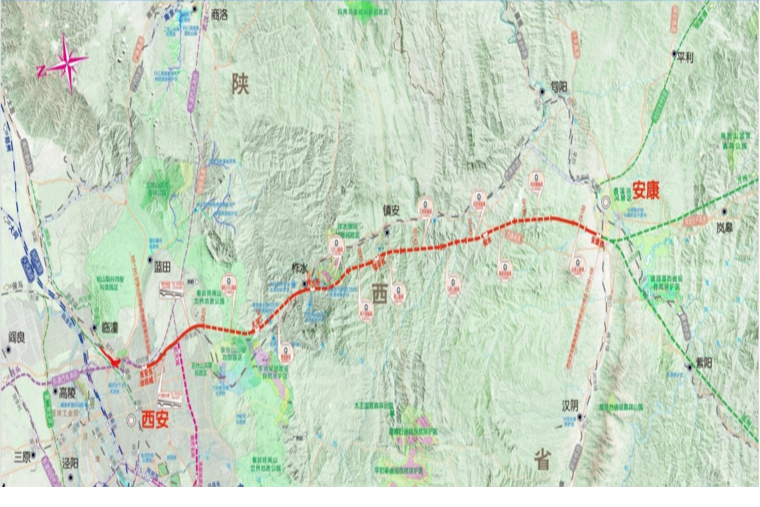 陕西在建一条高铁线路全长约171公里沿途共设6个站点